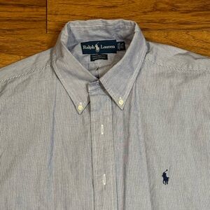 Ralph Lauren Navy and White Pinstripe Shirt 100% cotton size 16 1/2